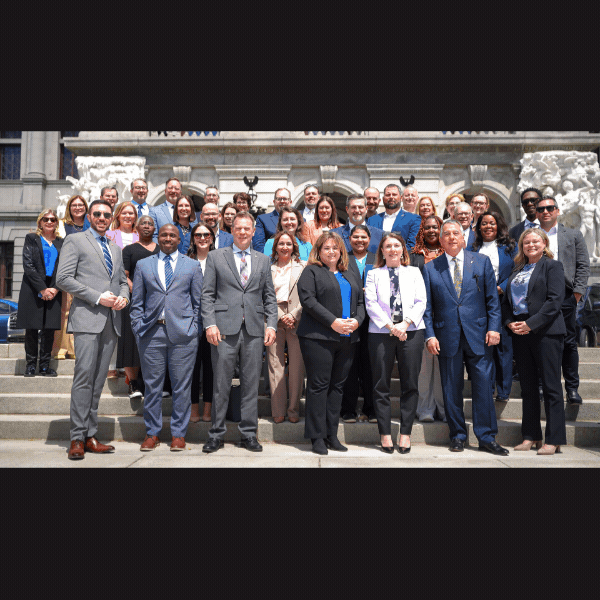 Slideshow of images of Sen. Laughlin Speaking on the Capitol Steps and meeting with Erie Leaders.