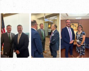 3 photos of Senator Laughlin with people