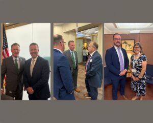3 photos of Senator Laughlin with people