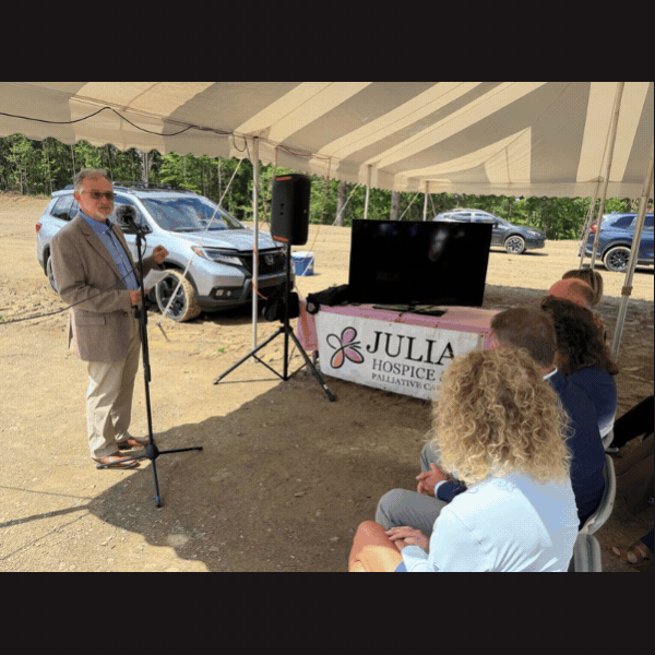 Slide show of the groundbreaking ceremony and Senator Laughlin speaking.