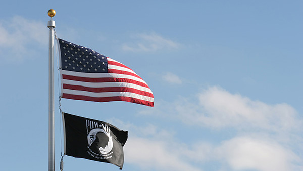 POW-MIA Flag: American and POW/MIA flags on flagpole