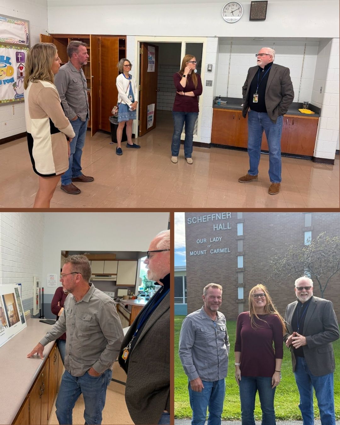 Photos of Sen. Laughlin touring the former school.